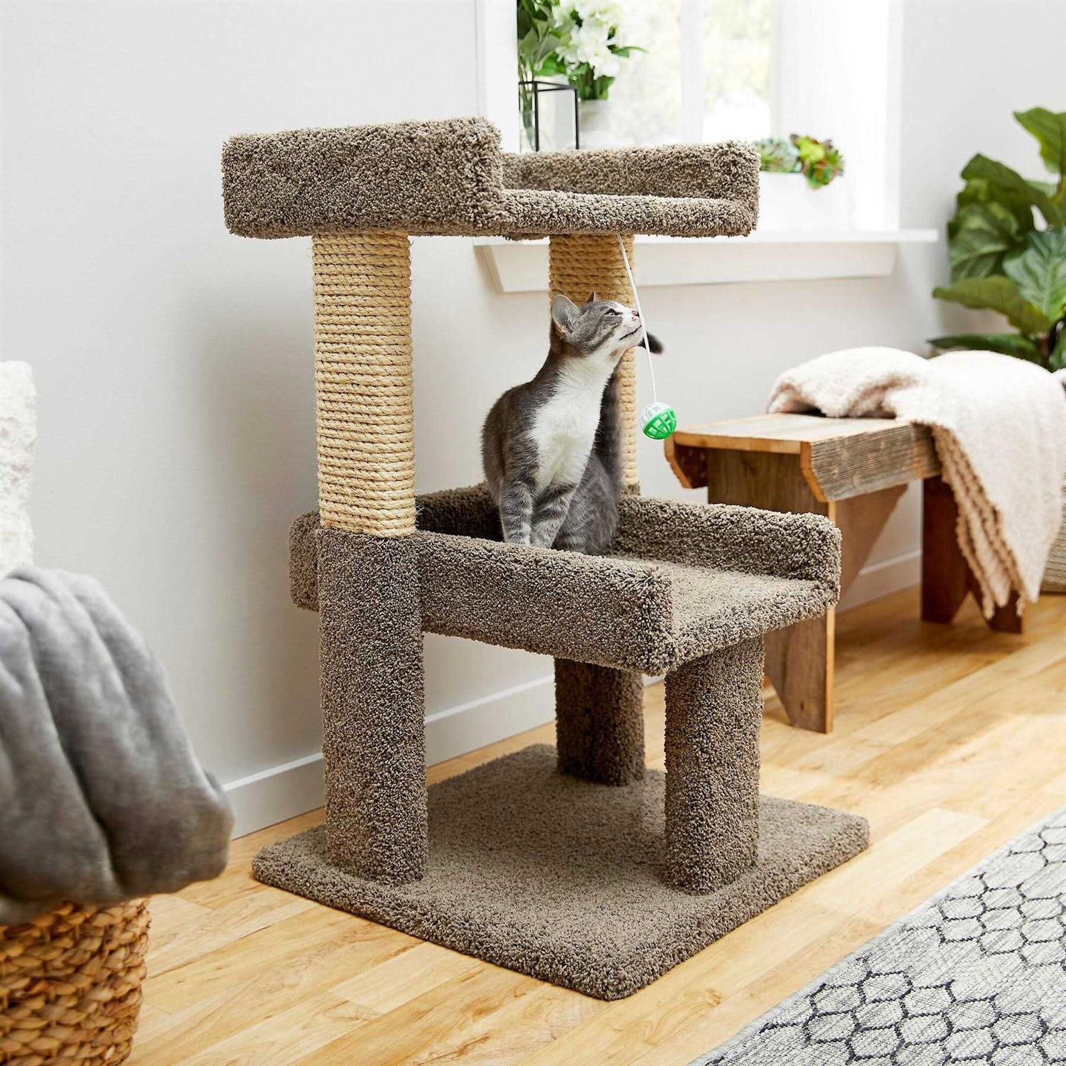 32-in Real Carpet Wooden Cat Tree C38444