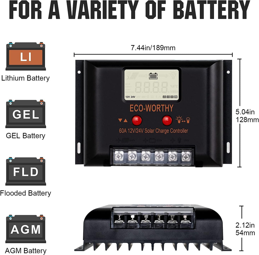 400 Watt 24 Volt Solar Panel Kit with 4pcs 100W Solar Panels and 60A Charge Controller J159