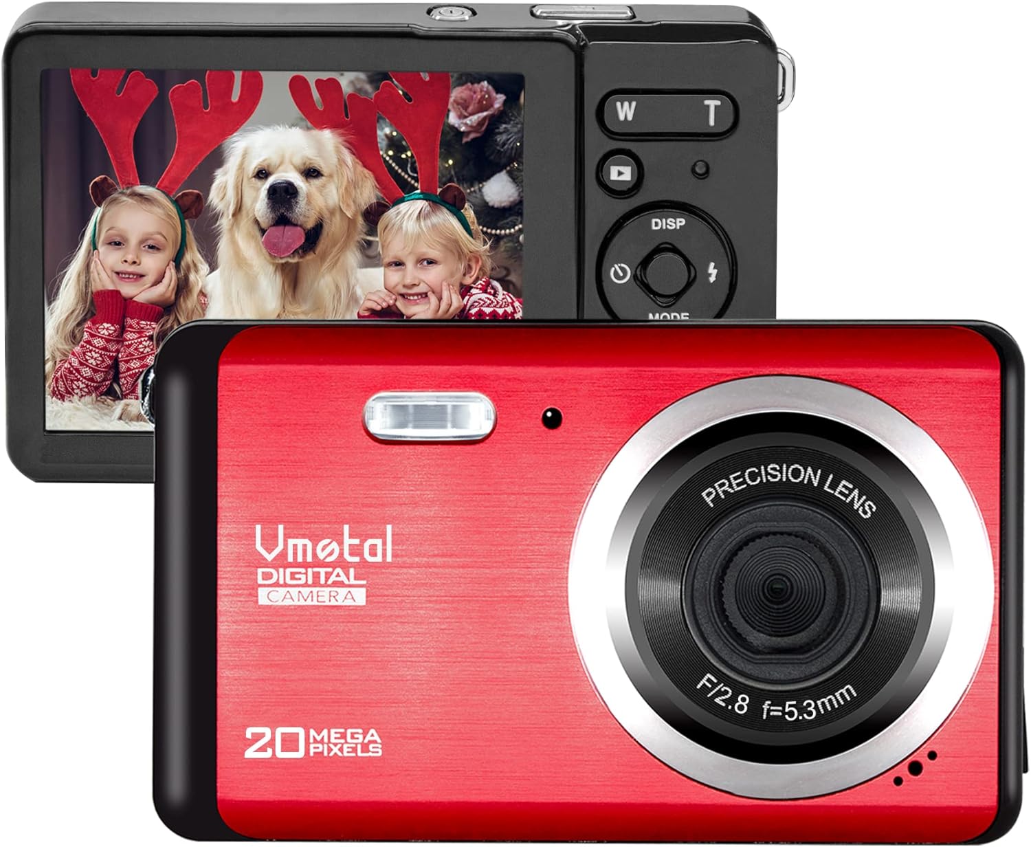 2.8 inch TFT LCD Rechargeable FHD 1080P Mini Digital Camera, 20 MP HD Compact Camera, Red, Pack of 2 C54432