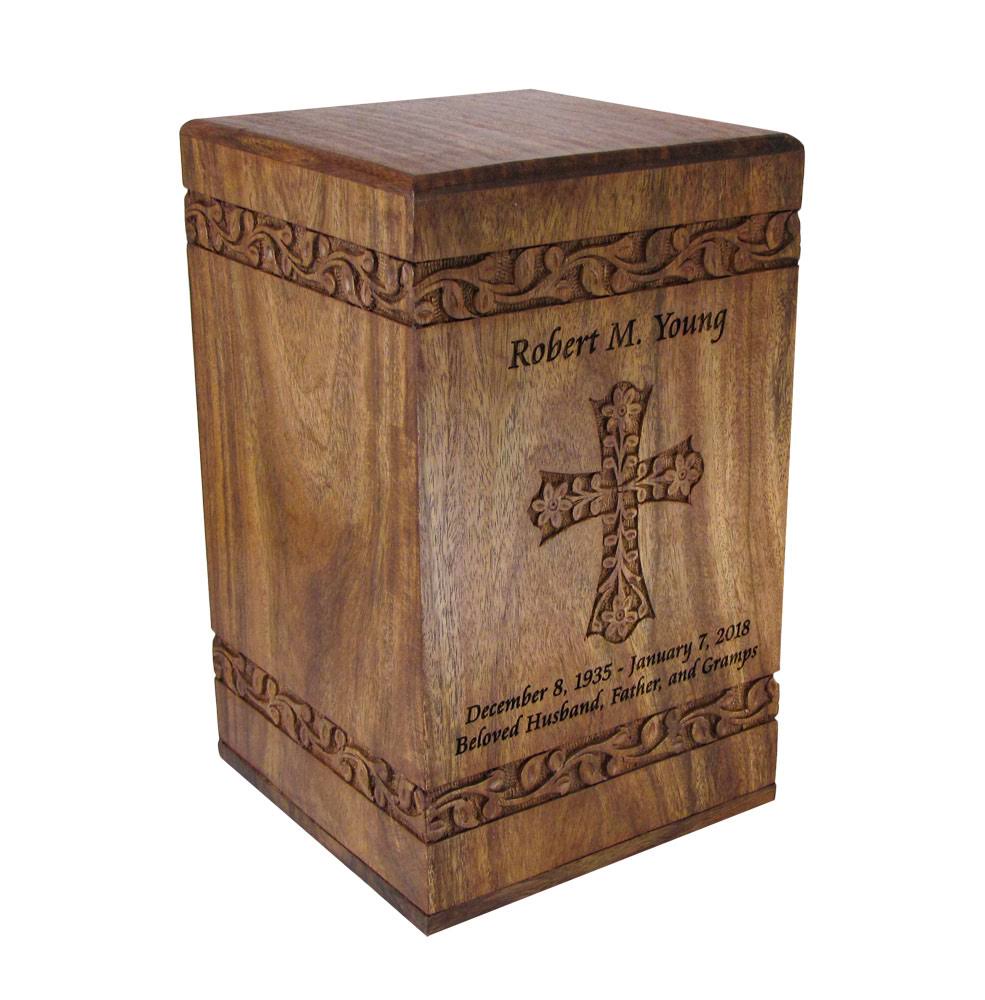 Hand-Carved Solid Rosewood Cremation Urn D67511