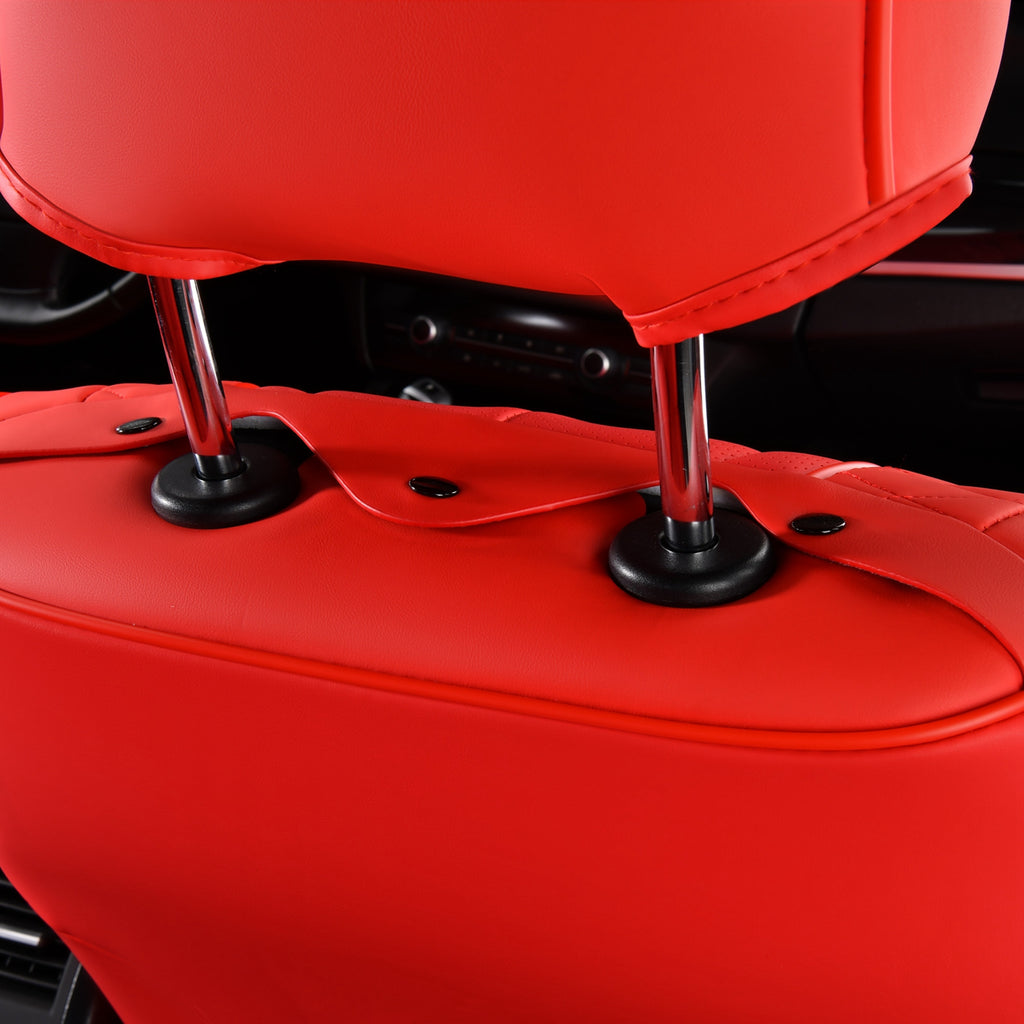 Red 2PCS Front Leather Waterproof Car Seat Covers I508