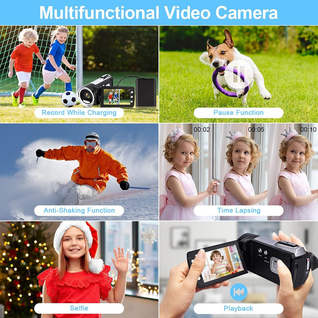 FHD 1080P 30FPS 24.0MP Digital Camcorder 2.7 Inch 270 Degree Rotation Screen Pack of 2 E100311