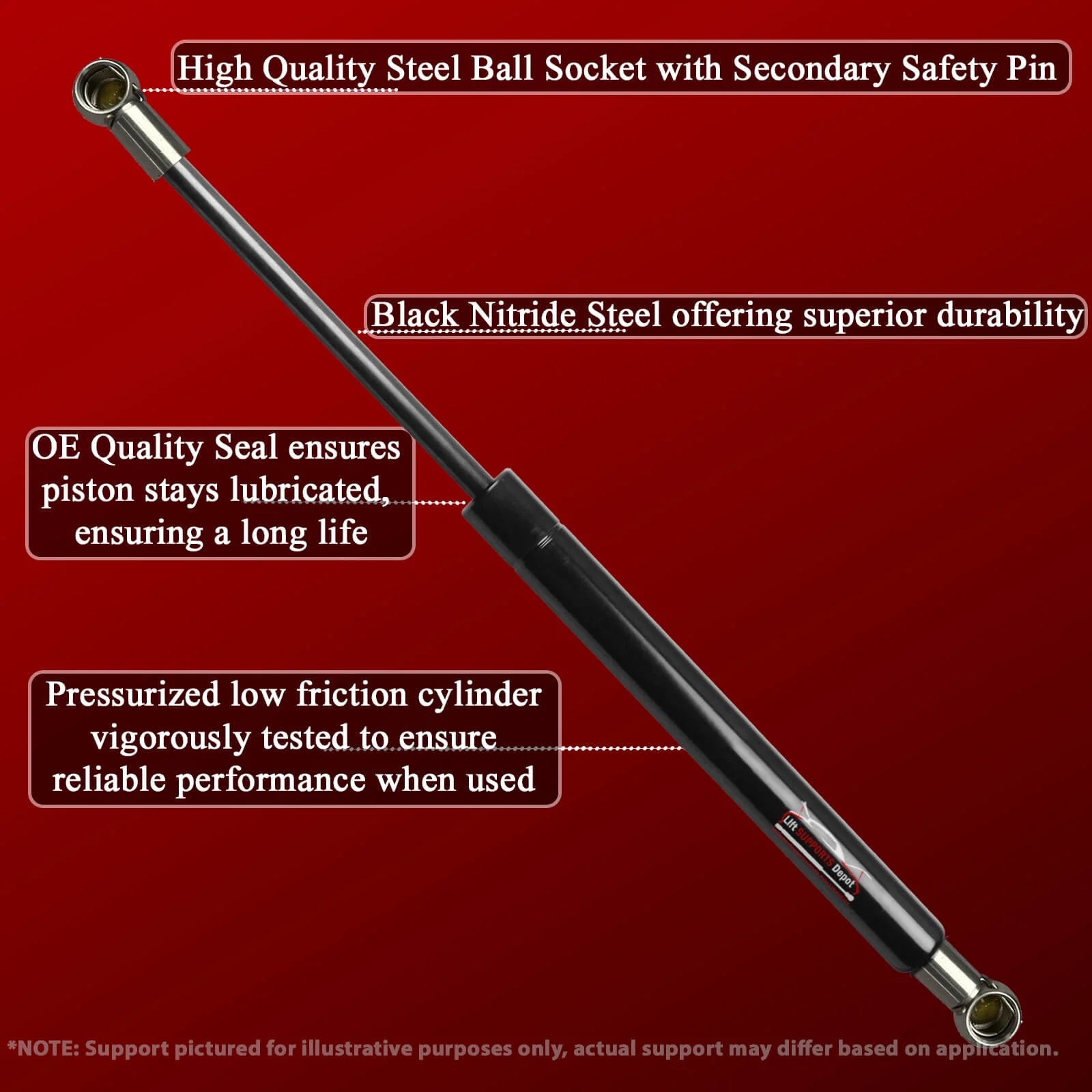 Qty 2 10Mm Steel Socket End Lift Supports 19.5 Inch Extended 30Lbs. Gas Shock T96959