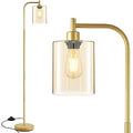 Industrial Floor Lamp with Iron Mesh Glass Lampshade Y9420