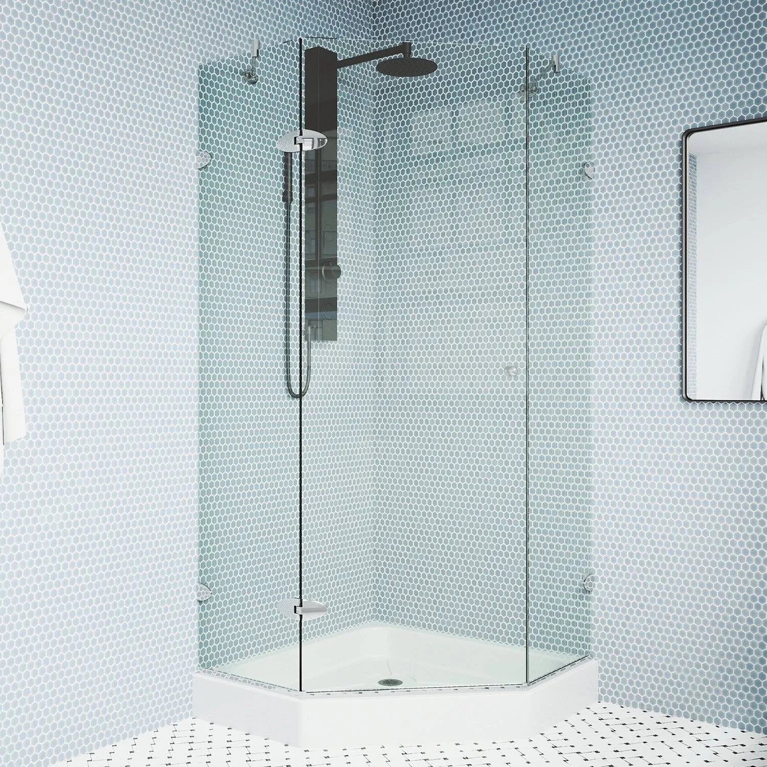 Frameless Neo-Angle Shower Enclosure with Base L106