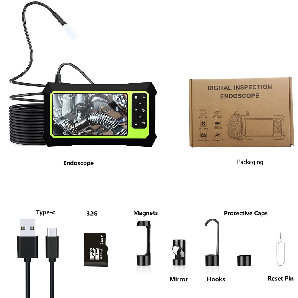 23FT 1080P IP67 Waterproof Endoscope Camera with 4.3 Inch LCD Screen E318310