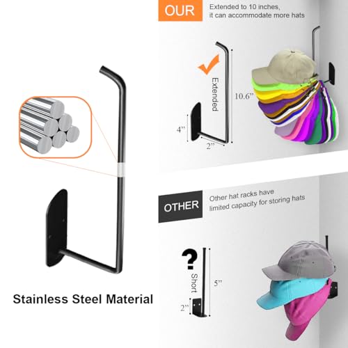 2 Pack 10'' Stainless Steel Hat Organizer (black) Z541