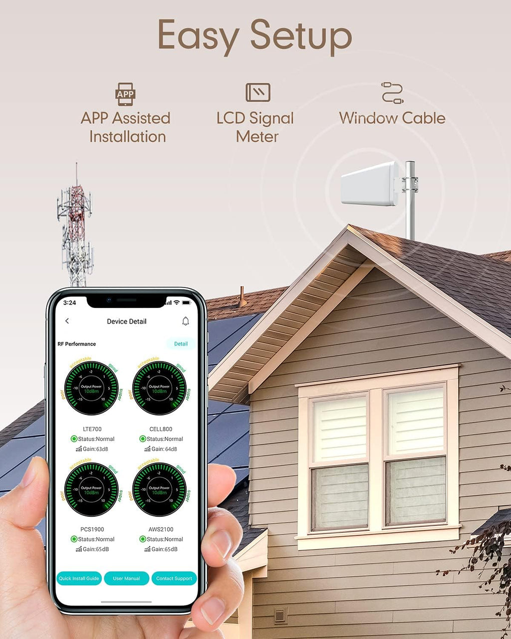 RV Cell Phone Booster and Signal Amplifier with Bendable Antenna O604
