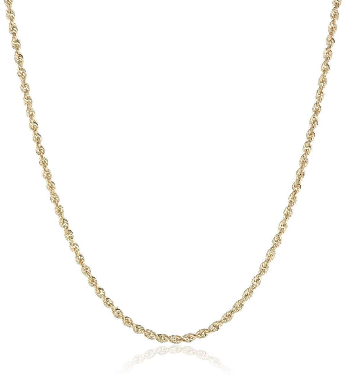 14K Solid Gold 2MM Rope Chain Necklace W94407
