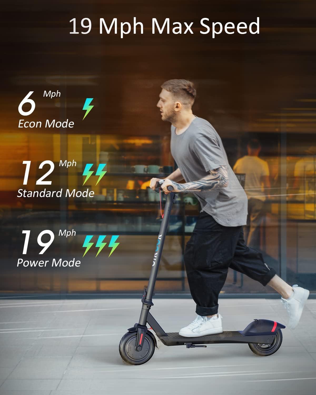 Electric Scooter with 23 Miles Range, 19 Mph, 380W Motor, 8.5" Pneumatic Tire Y215644