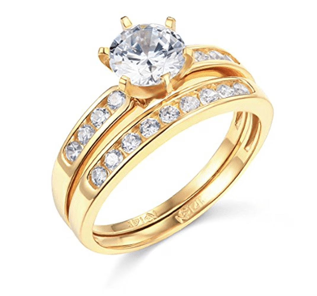 14K Yellow Gold Engagement Ring Set Z853