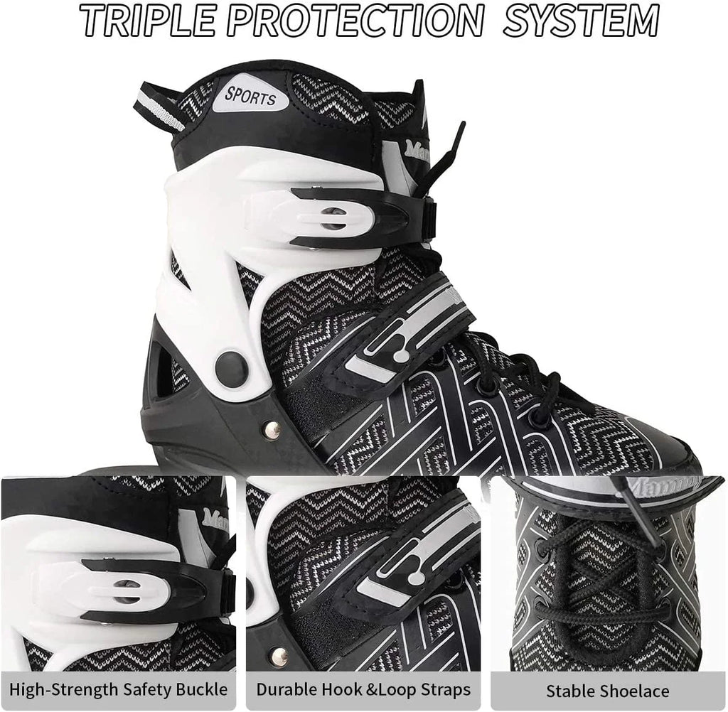 Black Adjustable Kids Inline Skates L32189