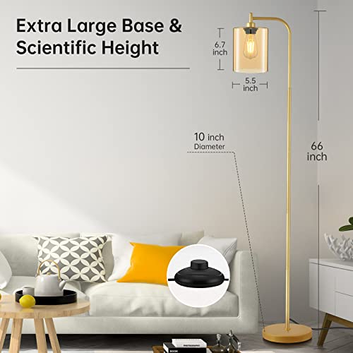 Industrial Floor Lamp with Iron Mesh Glass Lampshade Y9420