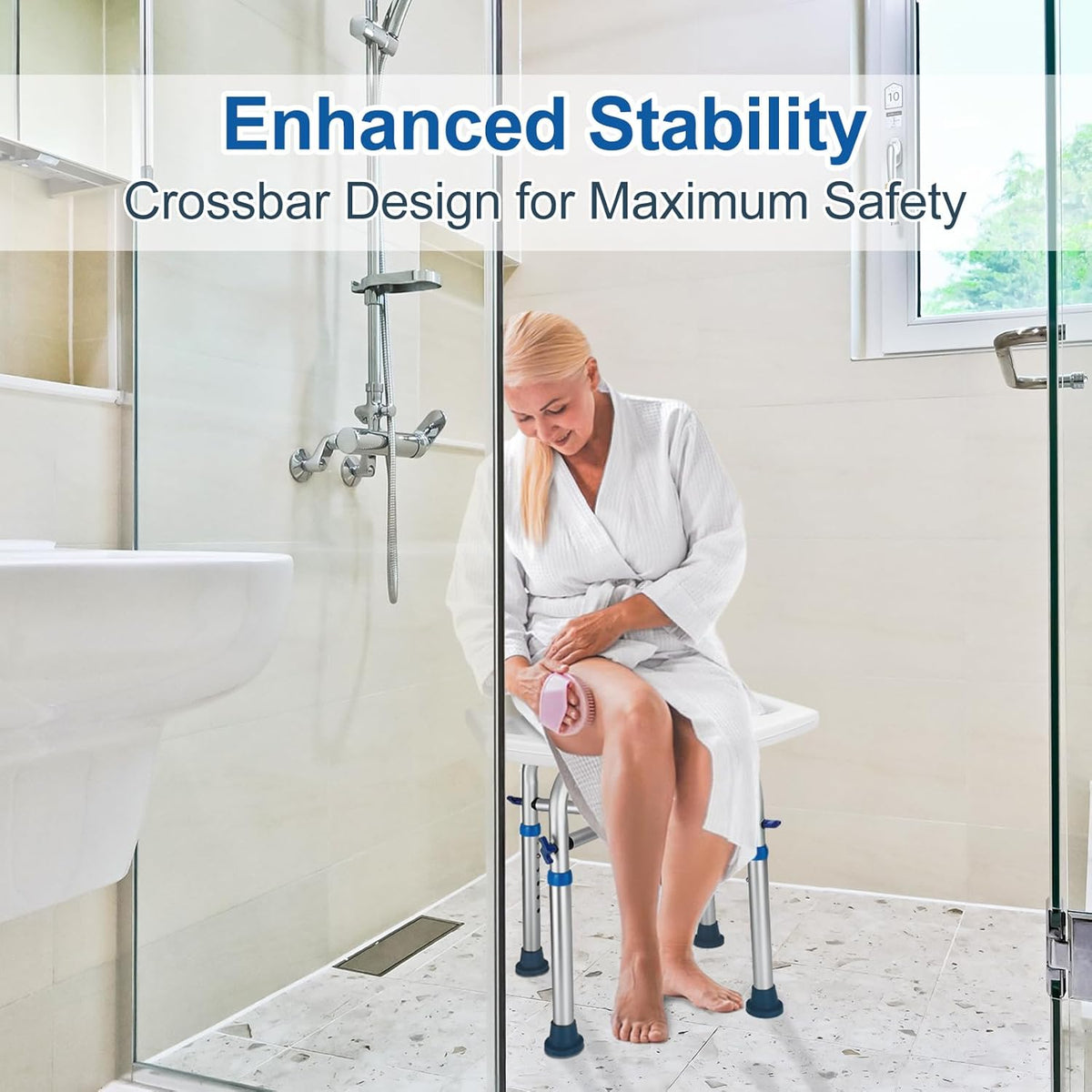 Adjustable Height Heavy Duty Shower Chair (Support 350lb) X601192