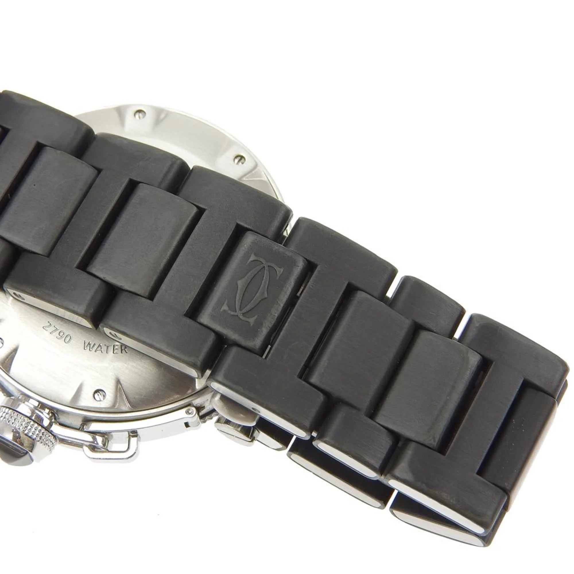 Pre-Owned Stainless Steel x Rubber Silver Black Automatic Dial Watch Z801