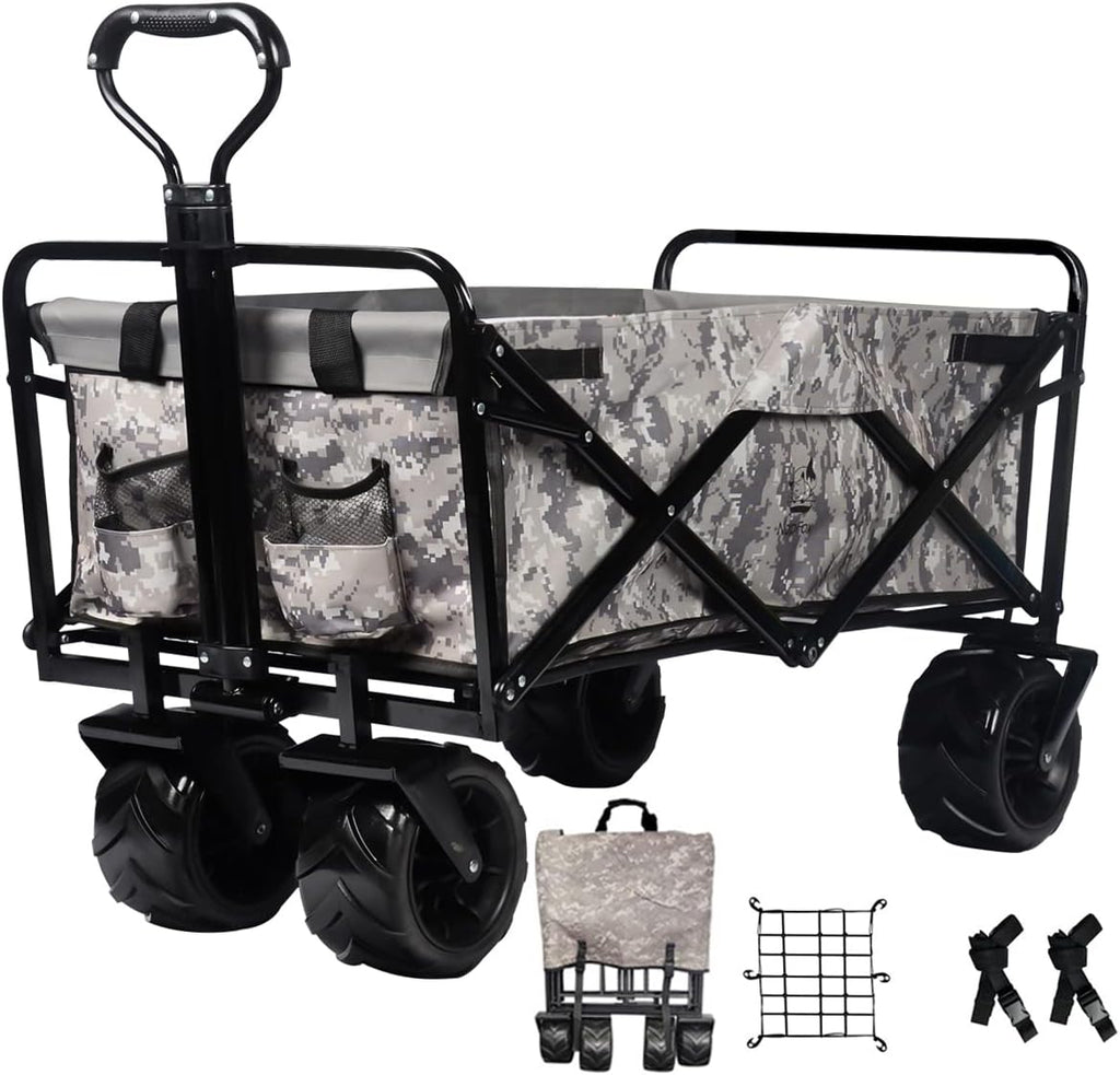 Black Heavy Duty Folding Utility Cart with Adjustable Handle O85560