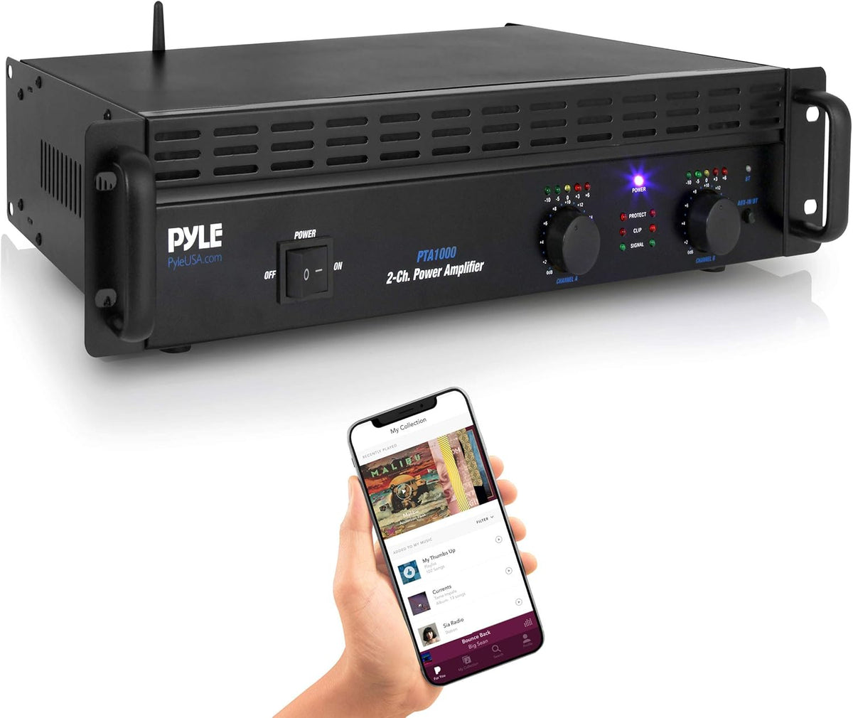 2-Channel Rack Mount Bluetooth Power Amplifier 1000 Watt D6490