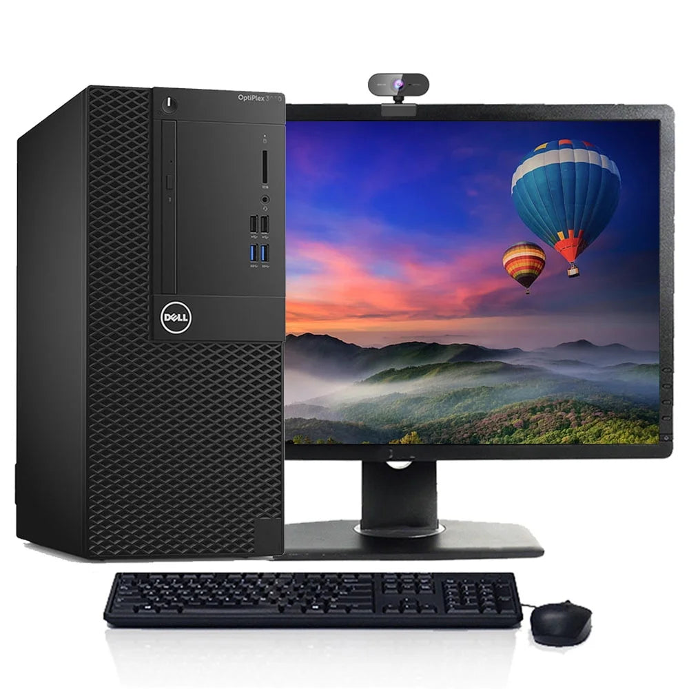 Restored Dell Desktop Tower Intel Core i3 8GB RAM 512GB SSD 22" LCD Windows 10 with Wireless Keyboard and Mouse K96335