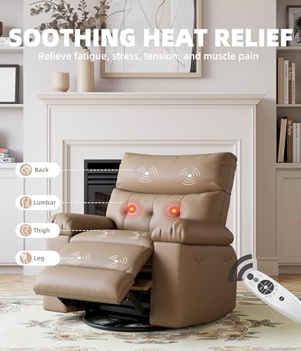 Electric Swivel Massage Chair with Vibration and Heating, PU Leather Single Sofa S711