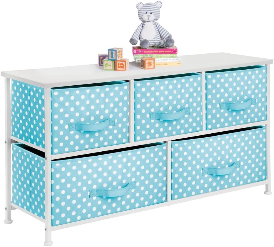 Gray/White 5 Drawer Fabric Storage Dresser A341691