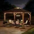 Cedar Framed Gazebo with Black Steel and Polycarbonate Hip Roof Hardtop O93301