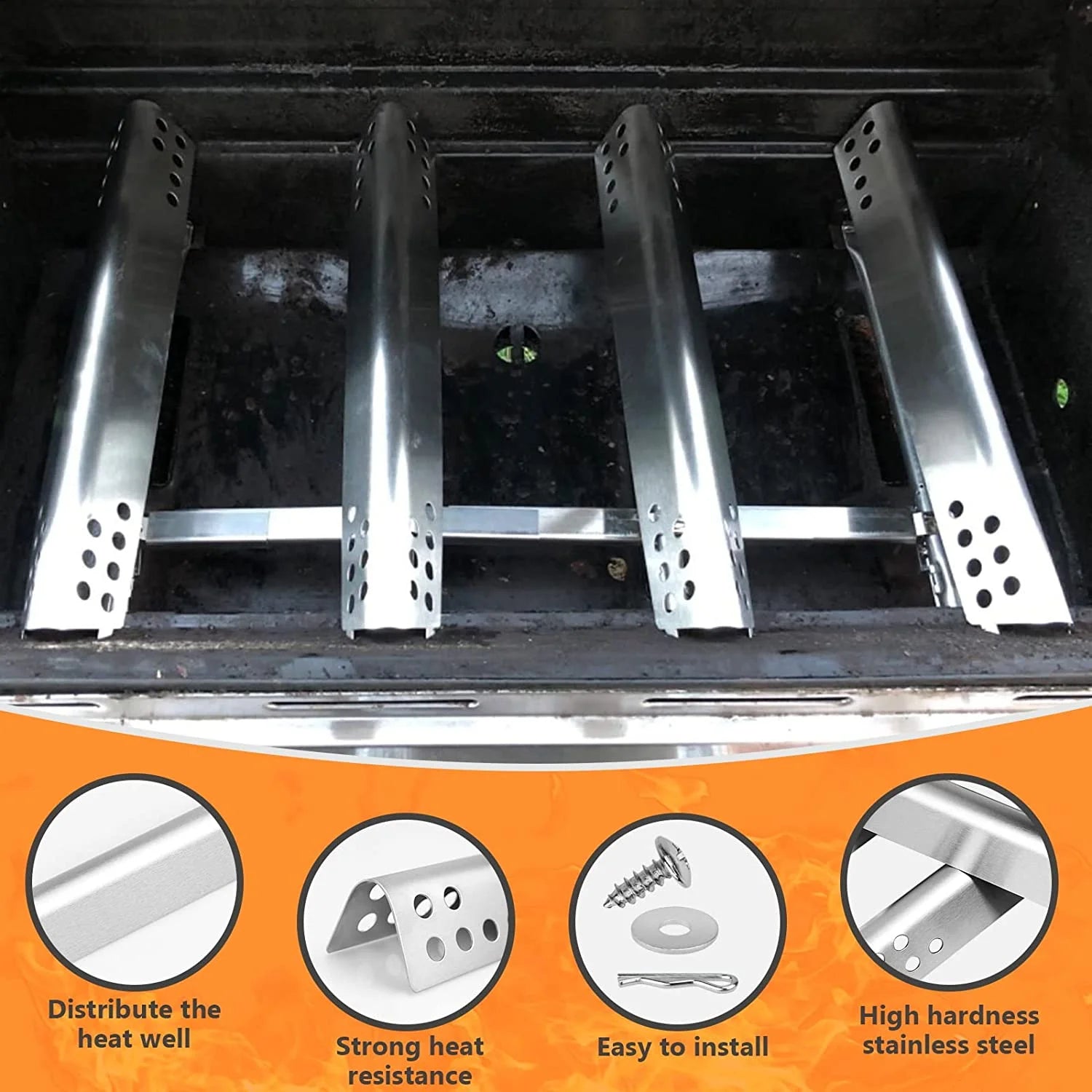4 Burner Grill Replacement Burner and Heat Plates O3308