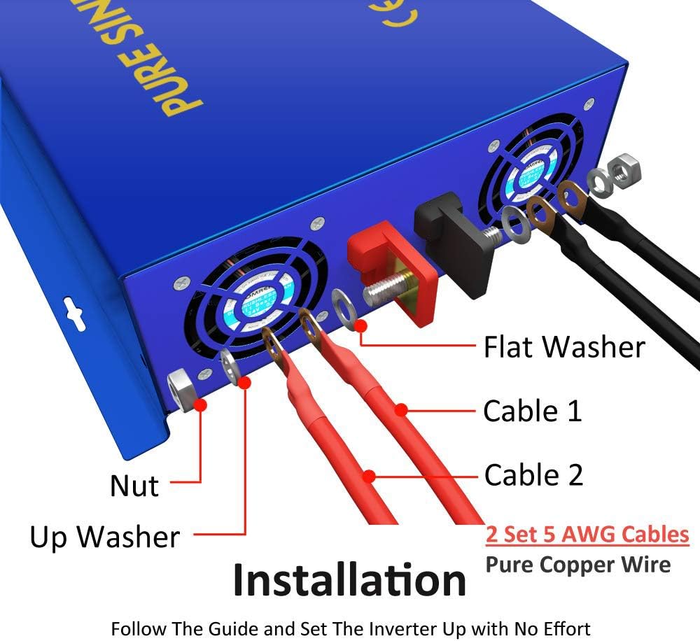4000W Pure Sine Wave Power Converter with Wireless Remote Control O3547