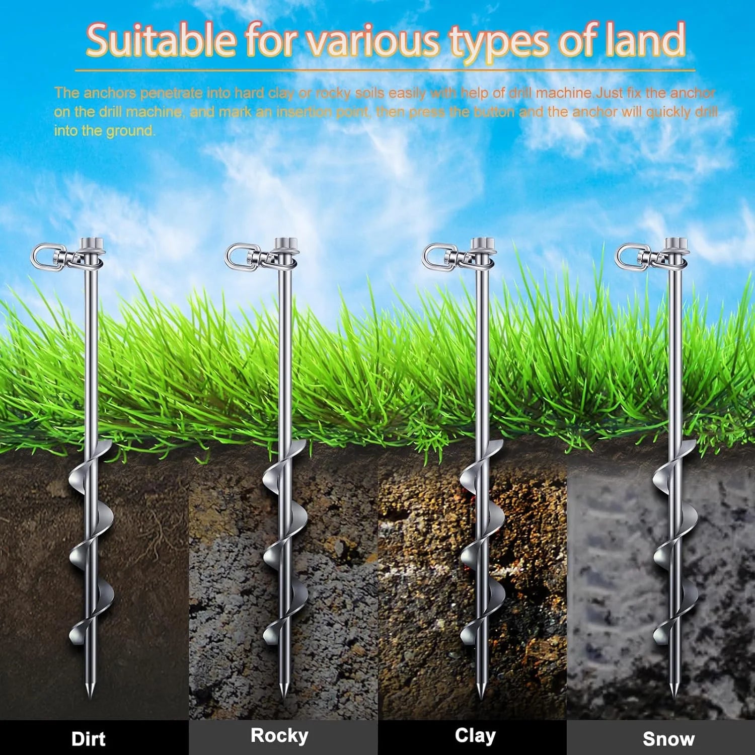 24 Pcs 12 Inch Heavy Duty Ground Stakes with Hook O21519