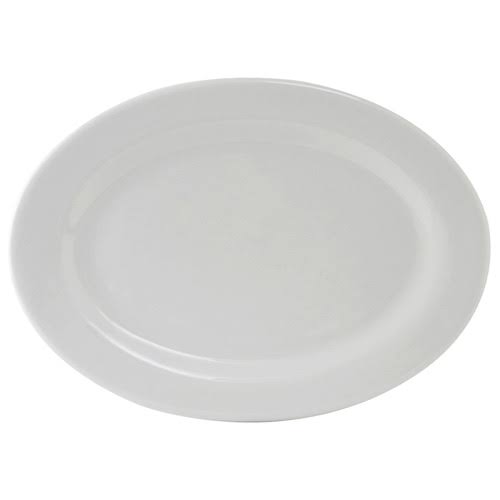 White Wide Rim Oval Platter H394781