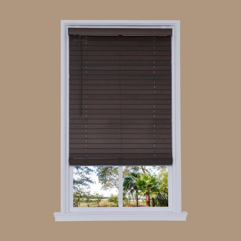 Brown Faux Wood Cordless Room Darkening Blinds W91066