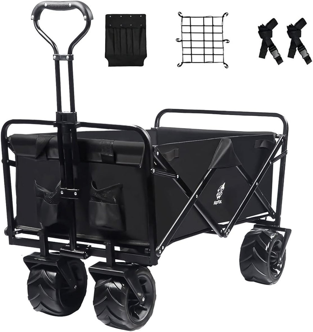 Black Heavy Duty Folding Utility Cart with Adjustable Handle O85560