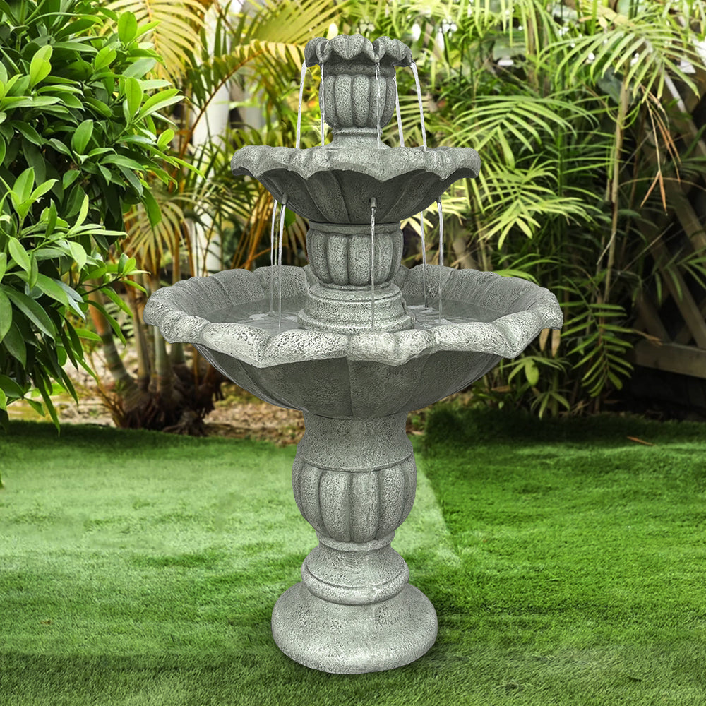 35'' H 3-Tier Outdoor Water Fountain with Submersible Electric Pump D782275