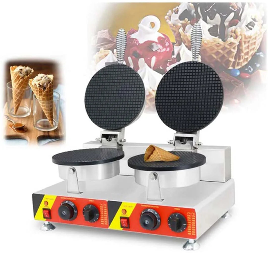 Dual Egg Roll Waffle Maker Ice Cream Cone Baker Iron Q900