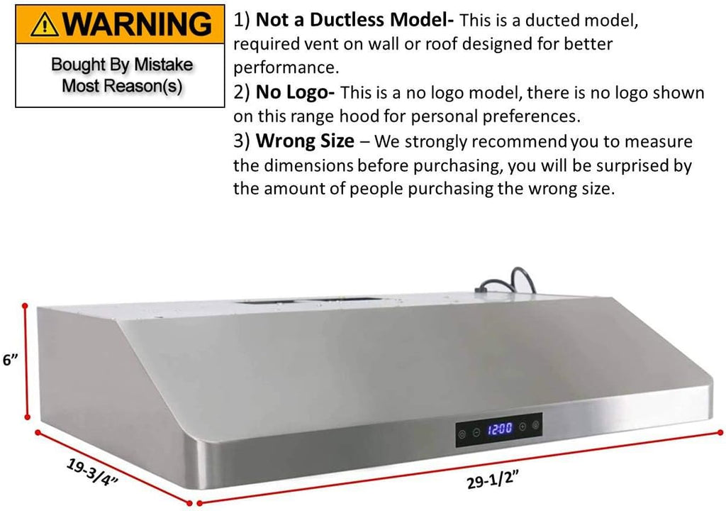 30 Inch Under Cabinet Stainless Steel Range Hood with Baffle Filters Z7826