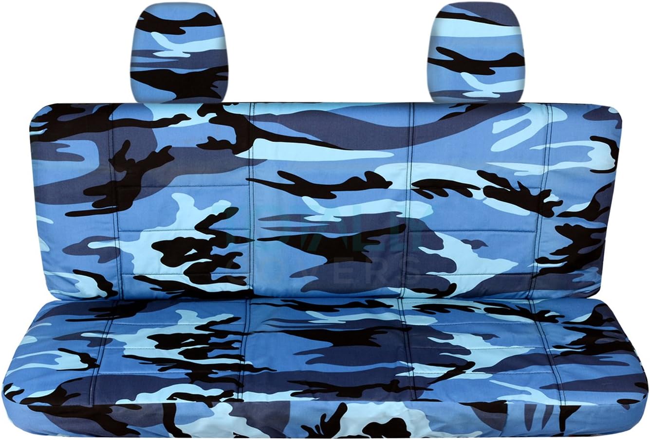 Blue Camouflage Rear 60/40 Split Bench Truck Seat Covers S500