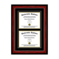 Double Diploma Frame with Double Matting for 17x22 x 14x22 Tall Diploma with Mahogany with Gold Lip 2x22 Frame C428