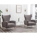 Tufted Wingback Chair Set of 2 Gray Velvet P903041