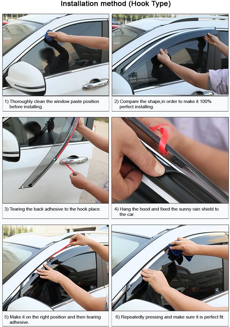 Car Window Visor Vent Shade Deflector Sun/Rain/Fog Guards A26321