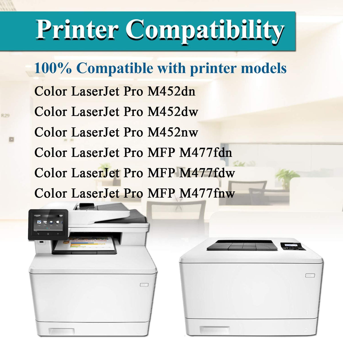4 Pack High Yield CF410X CF411X CF412X CF413X Toner Cartridge Replacement for HP Color Pro M452 M477 MFP M60298