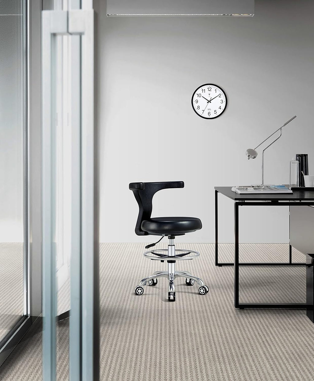 Ergonomic Swivel Adjustable Task Chair with Lumbar Support, Foot Ring and Rolling Casters V3280