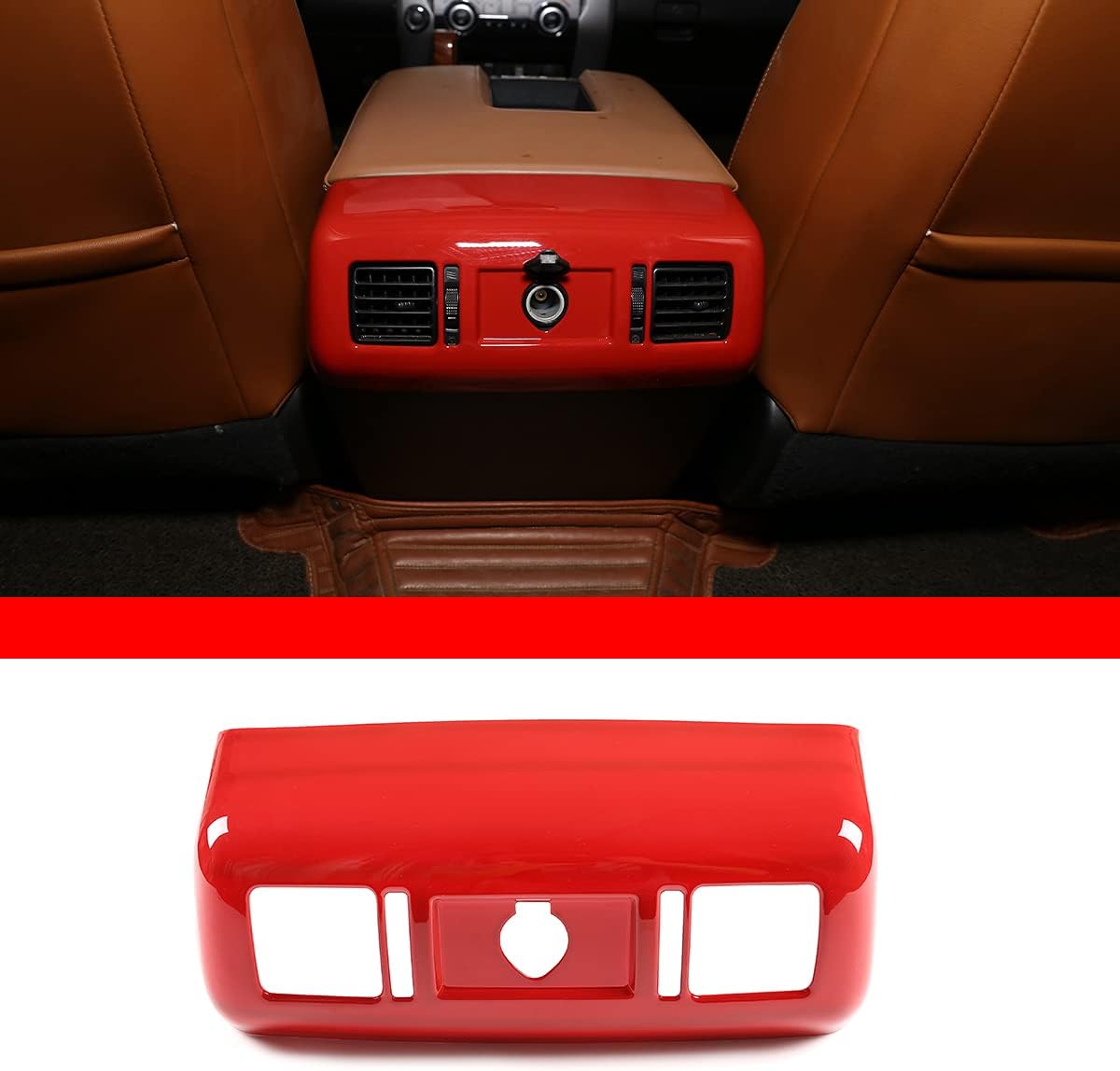ABS Rear Central Armrest Air Conditioning Vent Decorative Frame (Red) O97076