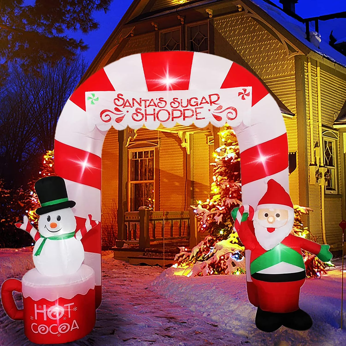 Inflatable Christmas Archway Decorations, 8 FT, LED Blow Up Outdoor Inflatables V575