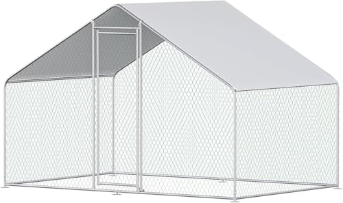 Large Chicken Coop for 20 Chickens Metal Chicken Run with Waterproof Cover for Walk-in Outdoor Poultry Cage K871