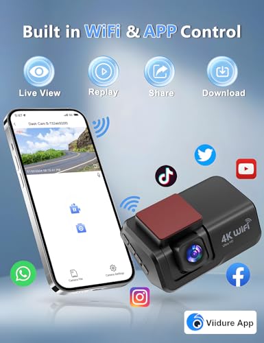 4K+1080P WiFi Dual Dash Cam with 3’’ IPS Screen and 64GB Card S6898
