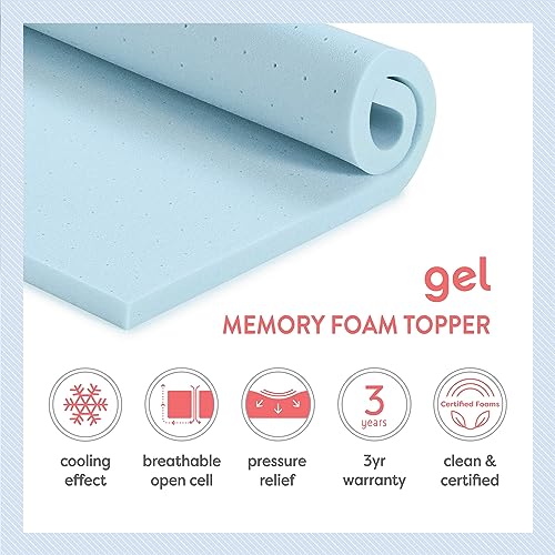 3 Inch Ventilated Memory Foam Mattress Topper, Cooling Gel Infusion, Queen W213410