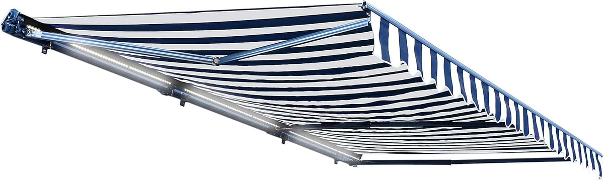 Motorized Retractable Patio Awning - 16 x 10 Feet - Multi-Striped Yellow Q5439