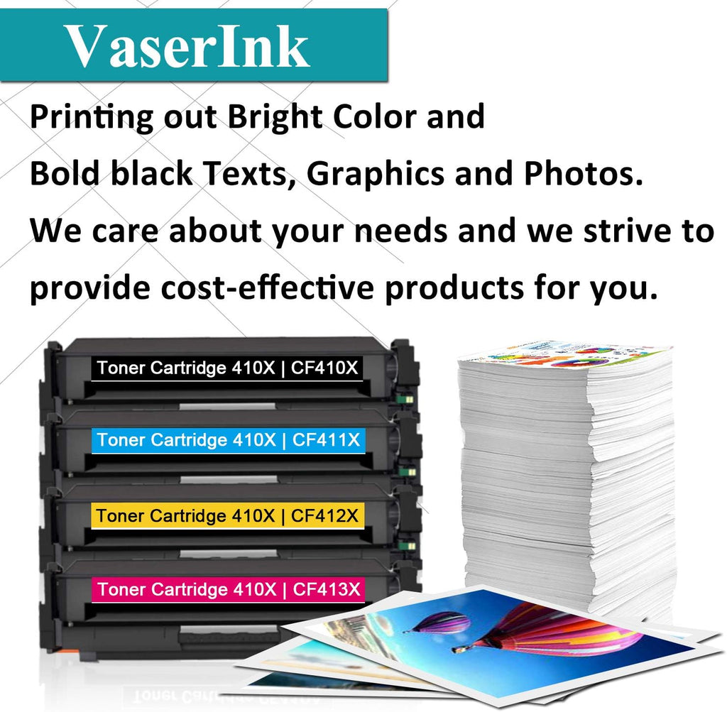 4 Pack High Yield CF410X CF411X CF412X CF413X Toner Cartridge Replacement for HP Color Pro M452 M477 MFP M60298