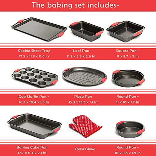 Black Non-Stick Carbon Steel Baking Sheet Set with Silicone Handles W716
