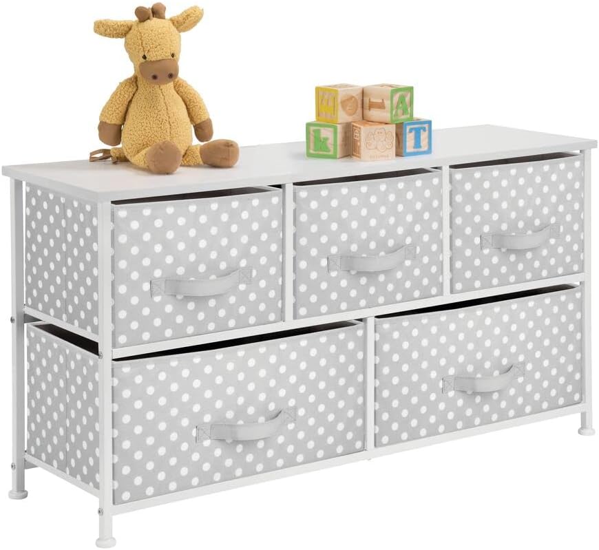 Gray/White 5 Drawer Fabric Storage Dresser A341691