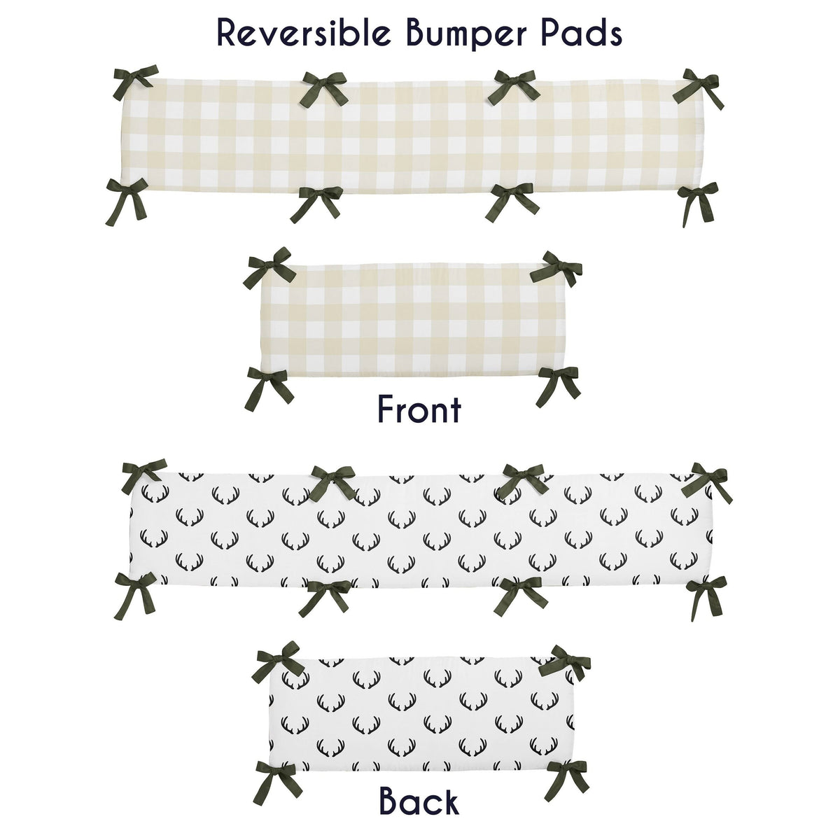 Green Beige Deer Buffalo Plaid Check Woodland Camo Camouflage 9-Piece Crib Bedding Set Q290